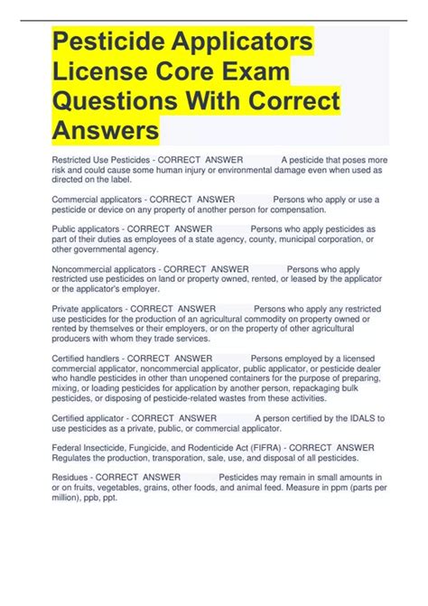 Read Online Pesticide Test Answers 