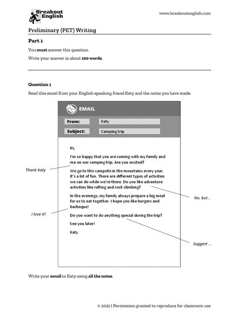 pet and writing sample paper 2010