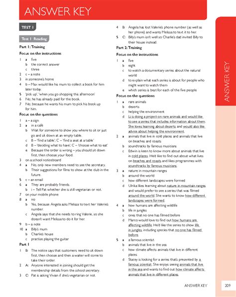Pet Practice Tests Answer Keys