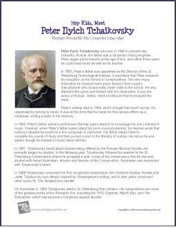 peter tchaikovsky biography summary template