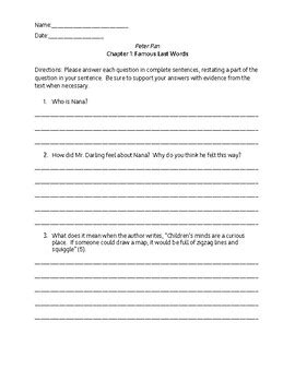 Download Peter Pan Chapter Questions 