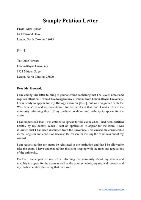 Petition Sample Letter To Consulate