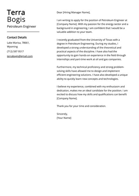 petroleum engineer cover letter