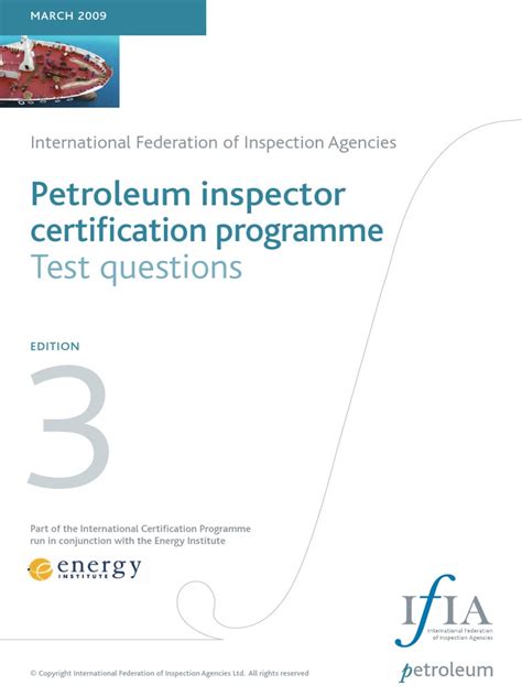 Petroleum Inspector Certification Programme Test Questions