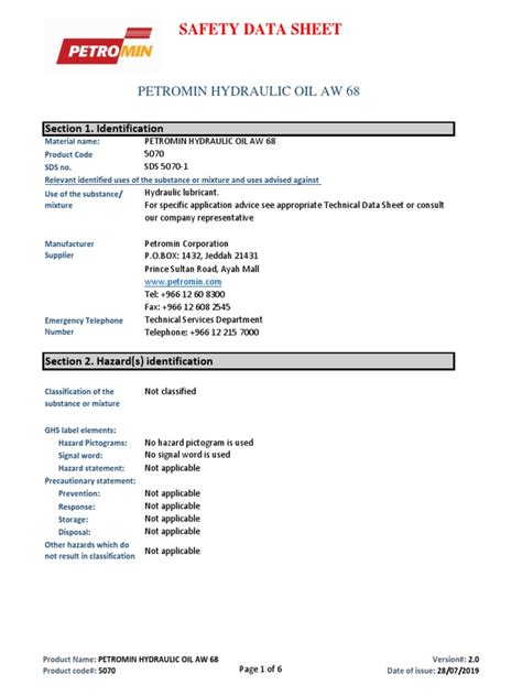petromin data sheet