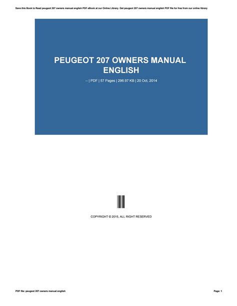 Read Peugeot 207 Owners Manual File Type Pdf 