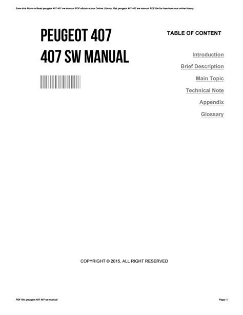Read Peugeot 407 407 Sw Manual 