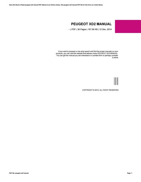 Read Online Peugeot Xd2 Manual 