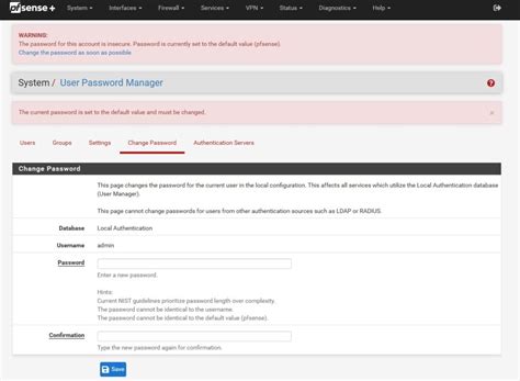 Pfsense Default Password