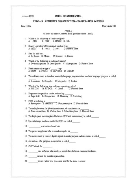 Read Pgdca 101 Computer Organization And Operating Systems 