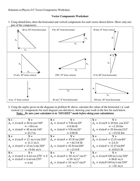 Ph 12 Vector Components Answers