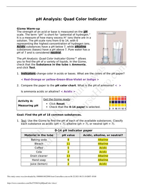 Full Download Ph Analysis Quad Color Indicator Gizmo Answers 
