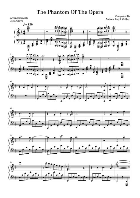 phantom of the opera sheet music