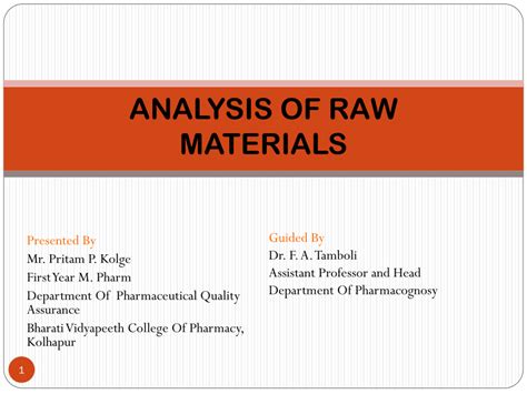 Pharmaceutical Analysis Raw Material