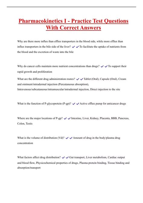 pharmacokinetics test questions