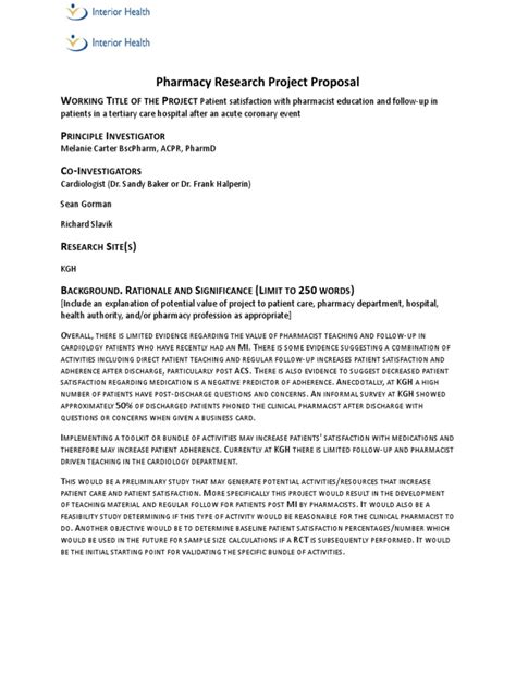 Pharmacy Research Proposal Example