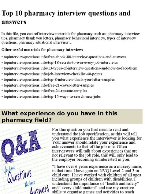 Read Pharmacy Interview Questions And Answers 