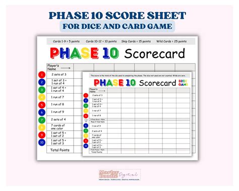 Phase 10 Cards Score Sheets Pocket Score Cards Ga