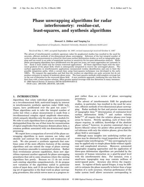Full Download Phase Unwrapping Algorithms For Radar Interferometry 