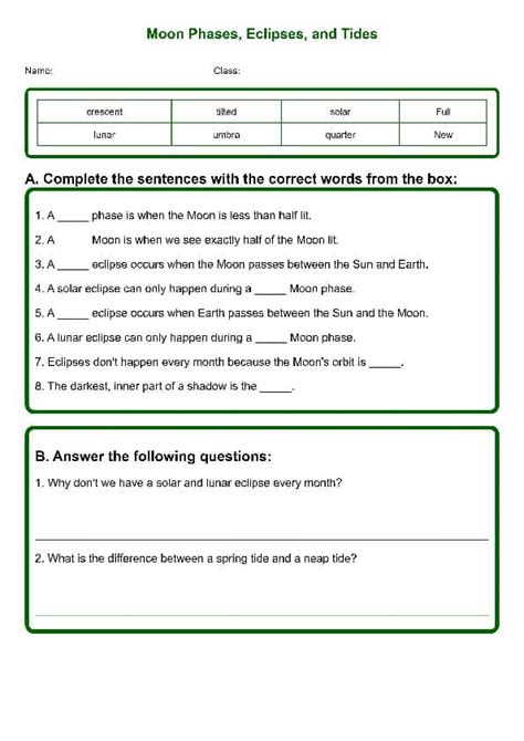 phases eclipses and tides answer key