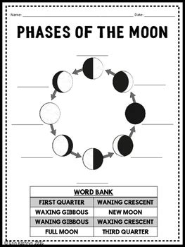 Phases Of The Moon Matching Flash Card Activity Matching Moon Phases Worksheet Answers - Matching Moon Phases Worksheet Answers