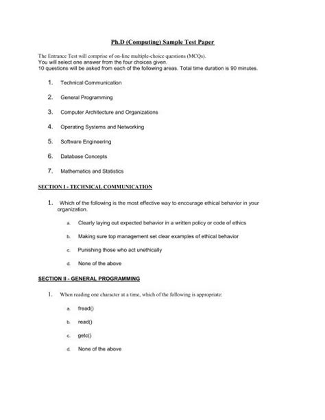 Phd Computing Sample Test Paper Szabist