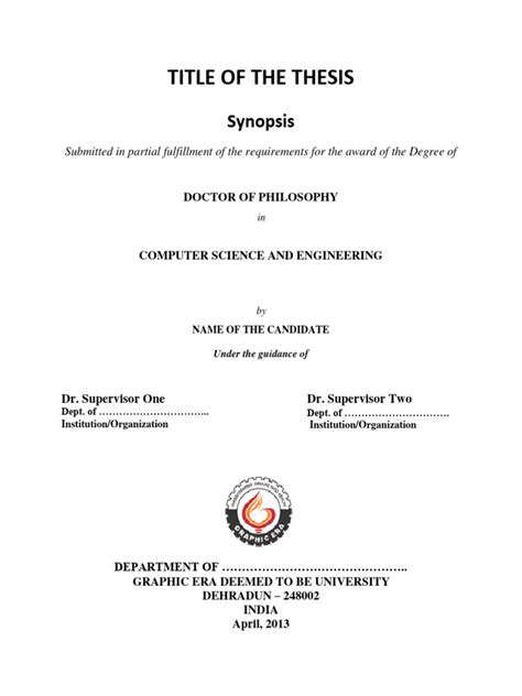 Phd Synopsis Format For Computer Science