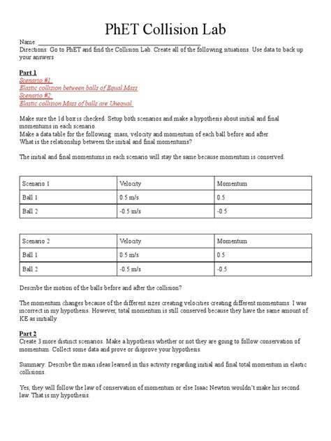 Phet Collisions
