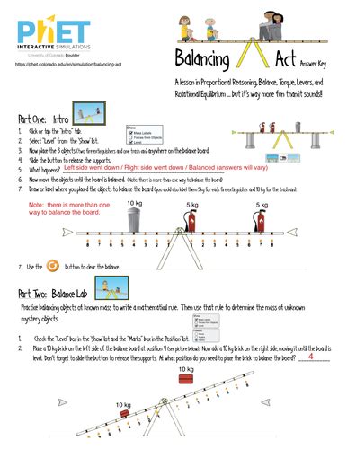Phet Simulation Balancing Act Teaching Resources Balancing Act Worksheet Answer Key - Balancing Act Worksheet Answer Key