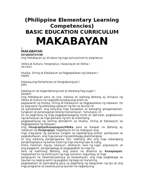 Philippine Elementary Learning Competencies Msep
