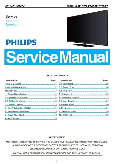 Read Philips Tv Service Manuals 