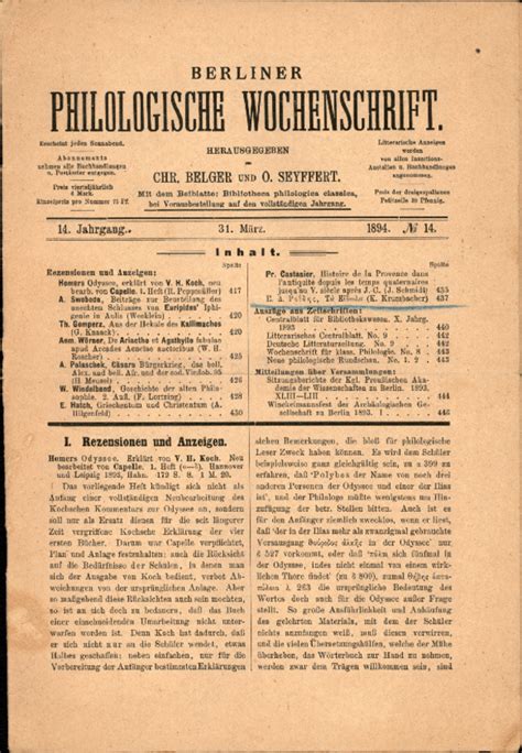 Read Philologische Wochenschrift 47 Jahrgang 1927 