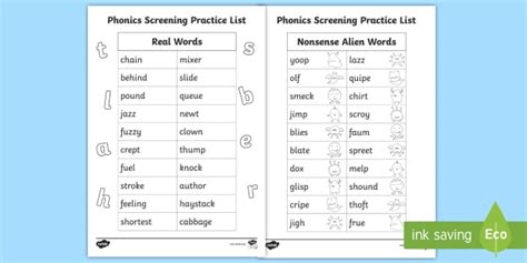 Phonics Screening Practice Homework List 2 Twinkl Phonics Homework Year 1 - Phonics Homework Year 1