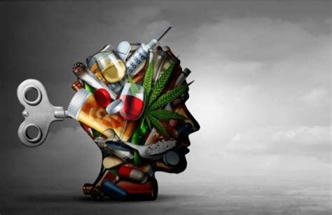 tête humaine avec symboles drogues médicaments