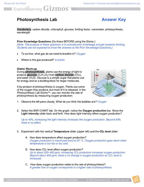 Download Photosynthesis Lab Gizmo Student Exploration Sheet Answers Pdf 