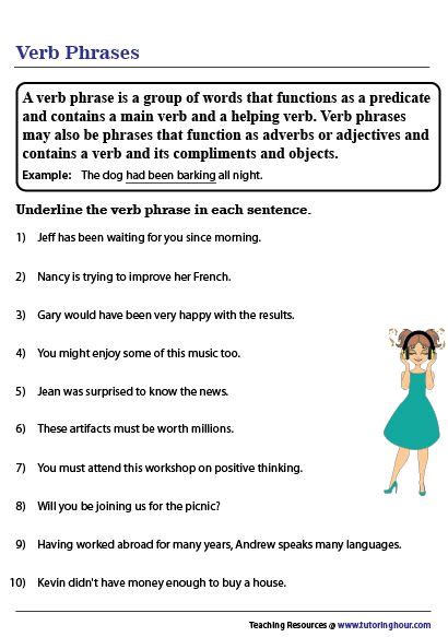 Phrase Worksheets Tutoring Hour Types Of Phrases Worksheet - Types Of Phrases Worksheet