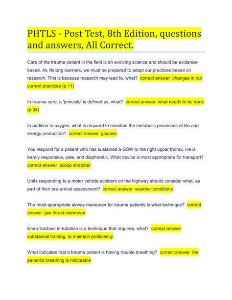 Download Phtls 7Th Edition Pretest Answers Key 