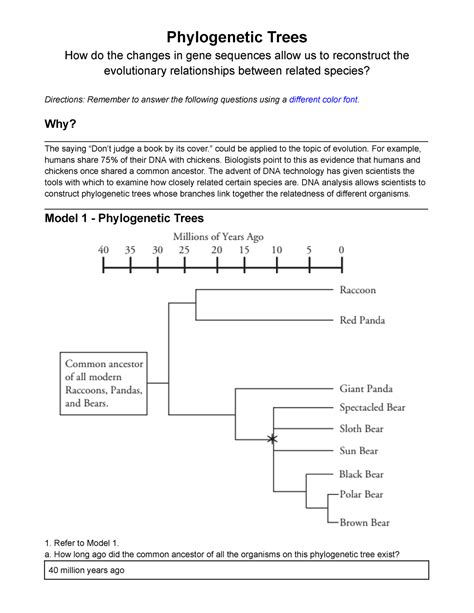 Phylogenetic Trees Pogil