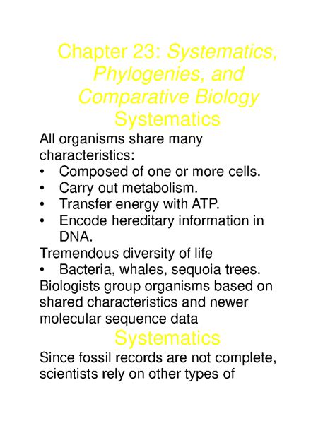 Download Phylogeny And Systematics Answers Chapter 