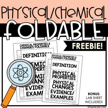 Physical And Chemical Changes Foldable Freebie Tpt Physical Science Foldables - Physical Science Foldables