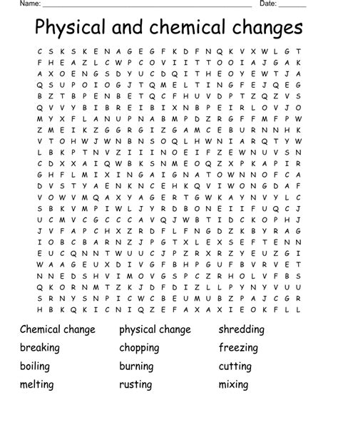 Physical And Chemical Changes Word Search Wordmint Physical Science Word Searches - Physical Science Word Searches