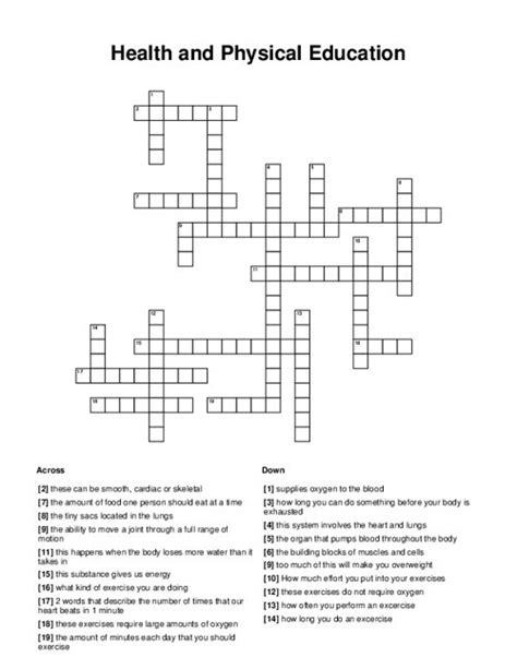 Physical Education Crossword Labs Physical Education 14 Crossword Answer Key - Physical Education 14 Crossword Answer Key