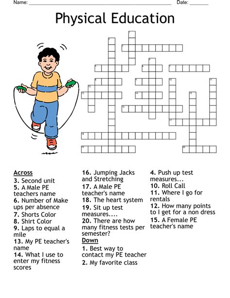 Physical Education Crossword Puzzle Physical Education 15 Crossword Answer Key - Physical Education 15 Crossword Answer Key