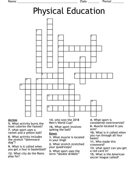 Physical Education Crossword Wordmint Physical Education 15 Crossword Answer Key - Physical Education 15 Crossword Answer Key