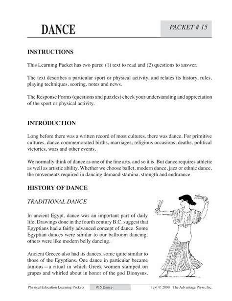 Physical Education Learning Packets 15 Dance Crossword Answer Physical Education 15 Crossword Answer Key - Physical Education 15 Crossword Answer Key