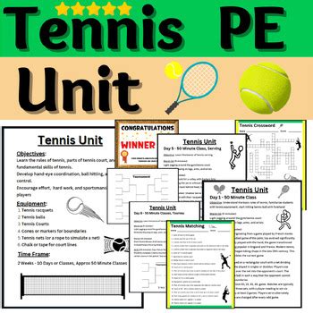 physical education learning packets tennis answers