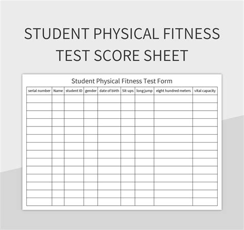 Physical Fitness Testing Record Sheets