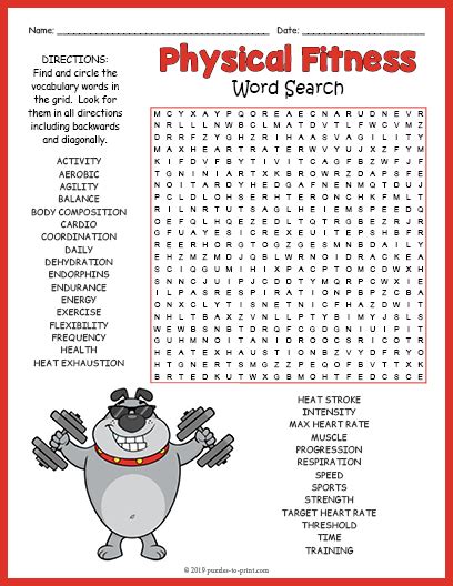Physical Fitness Word Search Puzzle Puzzles To Print Physical Education Word Searches - Physical Education Word Searches