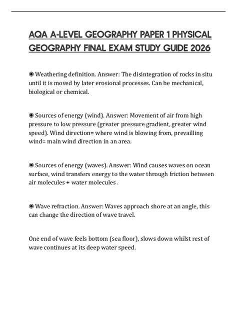 Physical Geography Final Exam Study Guide Answers