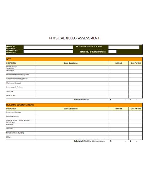 Physical Needs Assessment